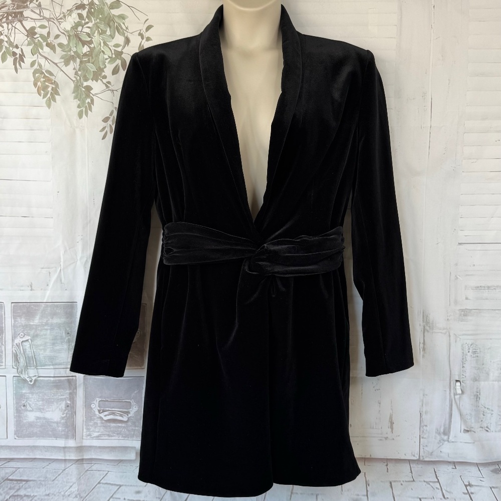 Zara Womens Black Velvet Knot Front Long Sleeve Holiday Lined Mini Dress Sz XXL